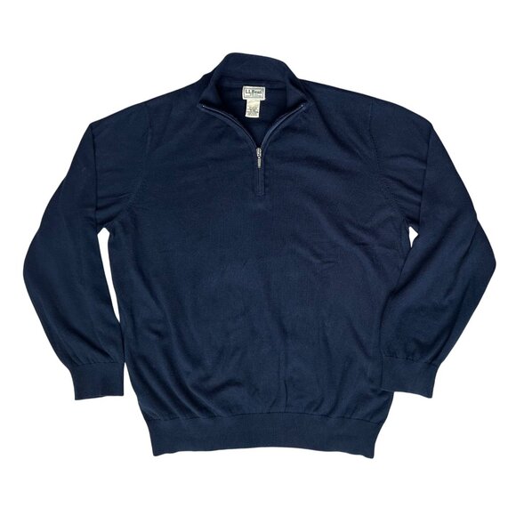 L.L. Bean Cashmere Blend Navy Blue 1/4 Zip Pullover Sweater XL ItemID 275298 - Picture 1 of 9